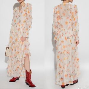 NWT Zadig & Voltaire Riciny Mousseline Ruffled Floral Maxi Dress